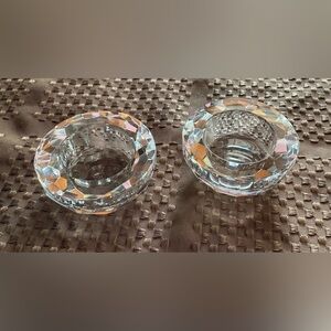 Oleg Cassini crystal faceted tea light glass holder